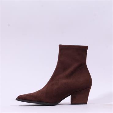 Miss Elastic Austin Western Ankle Boot - Brown Stretch